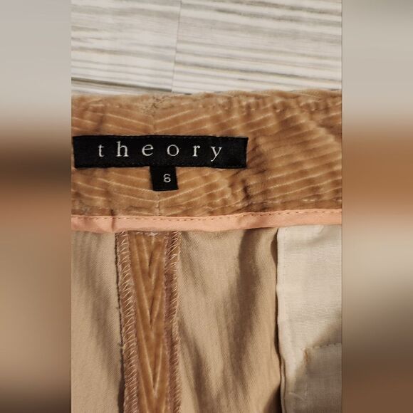 Theory Corduroy Wide Legs Cropped Tan Pants Size 6 - Picture 6 of 11
